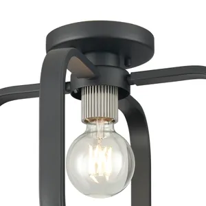 Dylan 13'' Wide 1-Light Flush Mount - Matte Black with Nickel Sockets 3