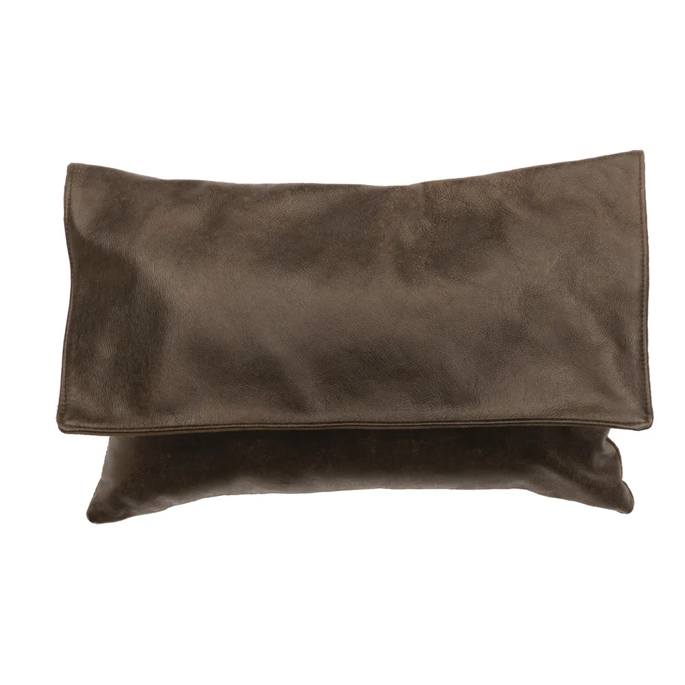 Draught Horse Leather Pillow - 12x18 - Fabric Back