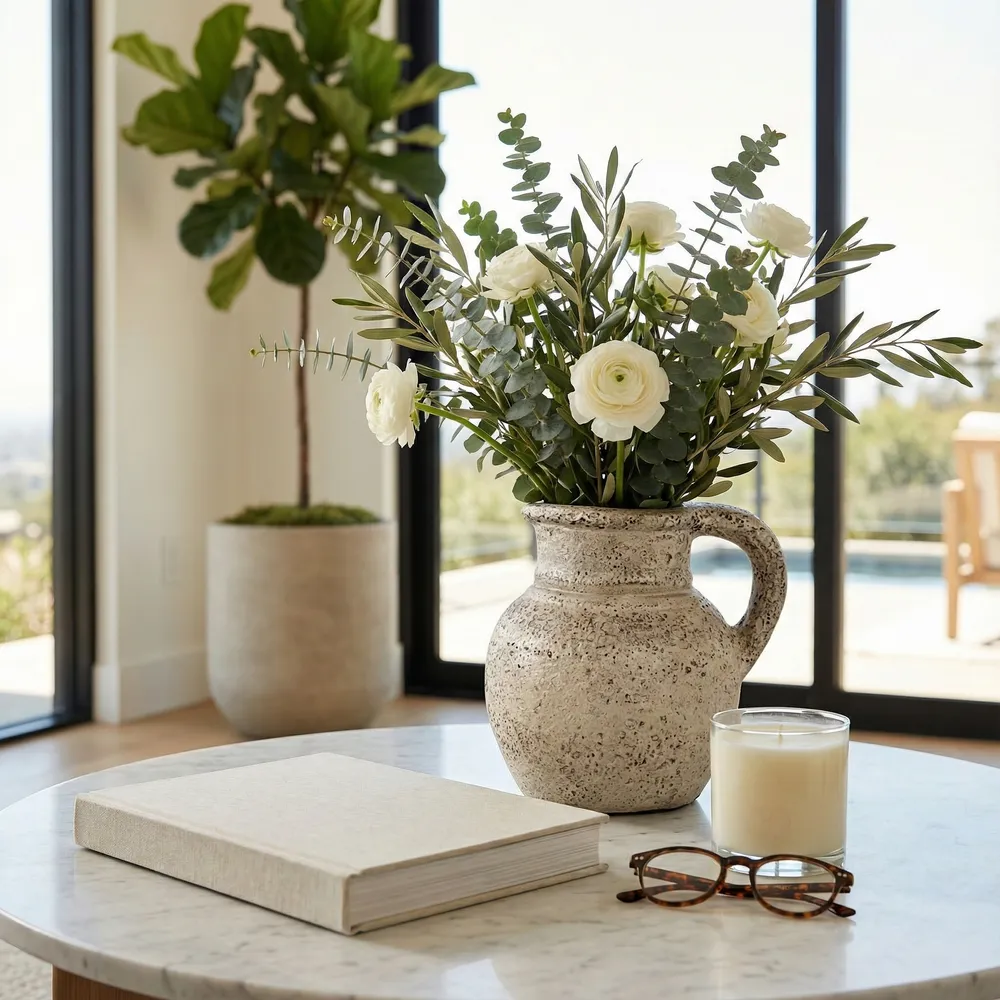 SHERMANGROVE WHITE VASE 9 (IN)