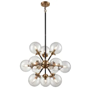 Boudreaux 25″ Wide 12-Light Chandelier - Matte Black with Antique Gold 1
