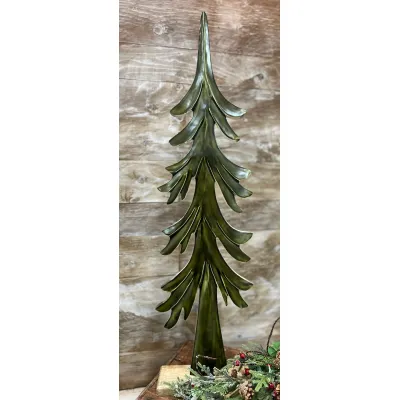 Down Swept Green Enamel Wooden Tree 39x11in