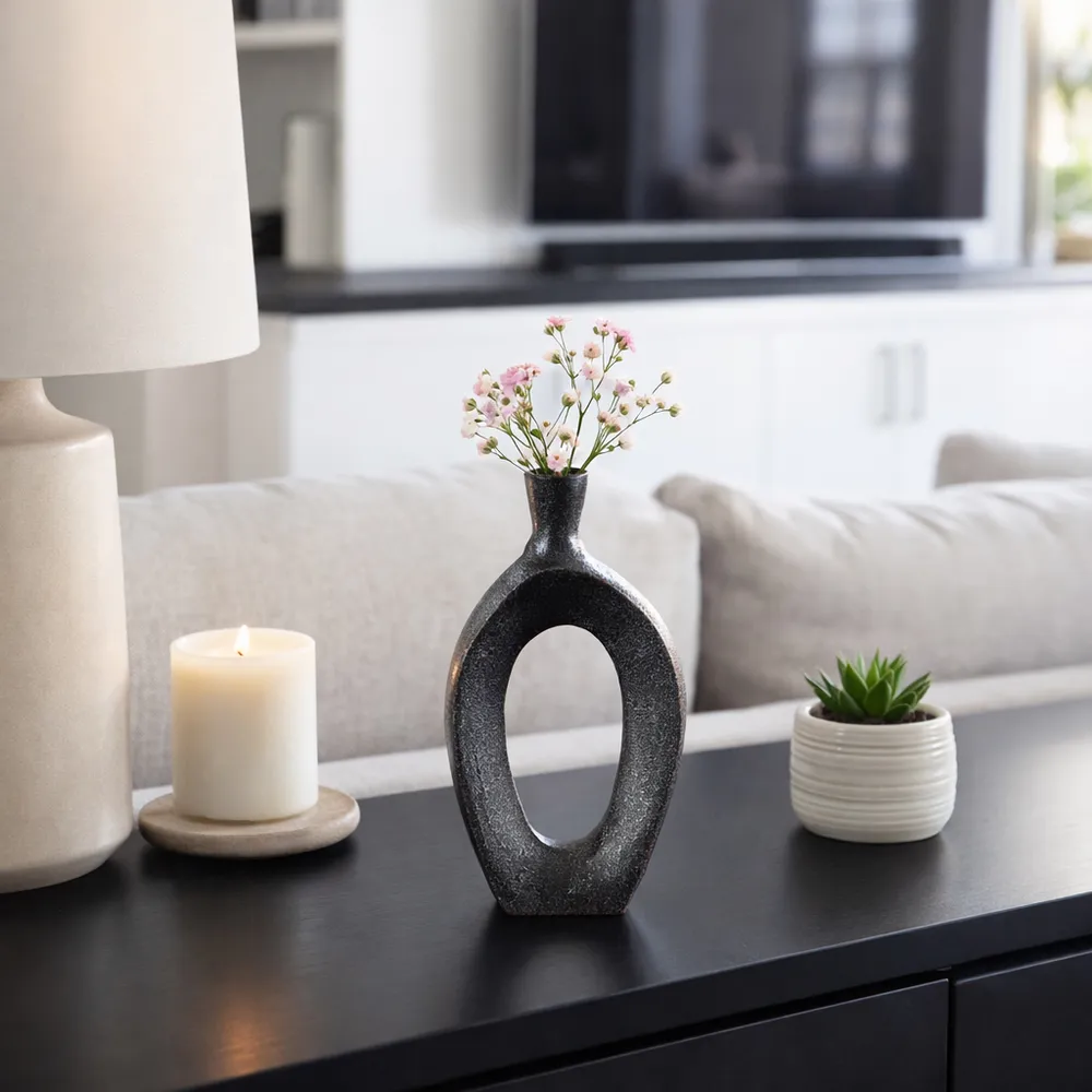 ALBAFORD BLACK VASE 8 (IN)