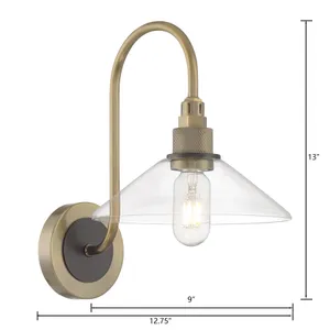 Charis 13'' High 1-Light Sconce - Antique Brass with Oil Rubbed Bronze 2