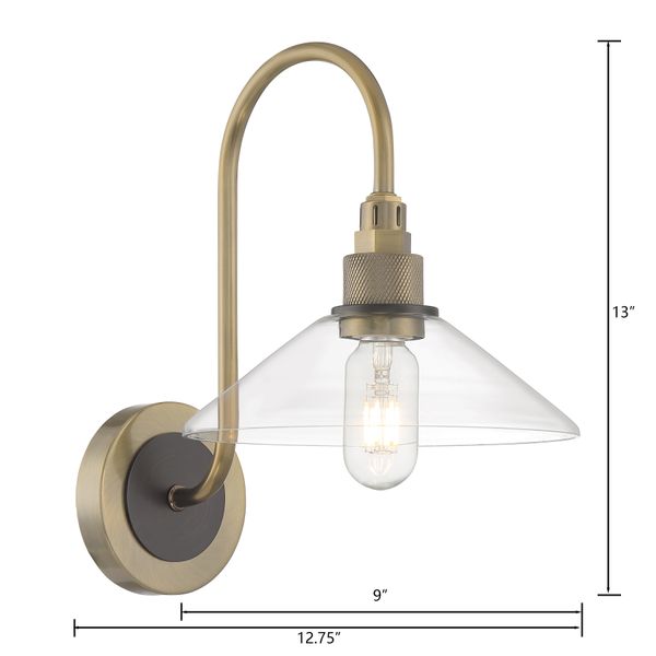 Charis 13'' High 1-Light Sconce - Antique Brass with Oil Rubbed Bronze