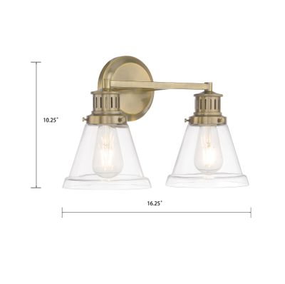Alden 16.25″ Wide 2-Light Vanity Light - Antique Brass