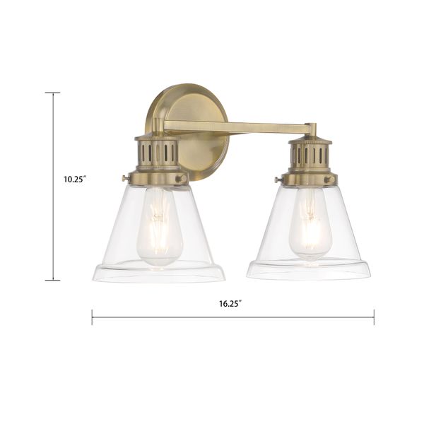 Alden 16.25'' Wide 2-Light Vanity Light - Antique Brass