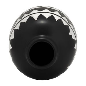 CER, 9"H TRIBAL FLOWER VASE, BLACK/WHITE 4