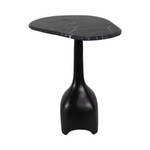 21" CURVED TOP MARBLE ACCENT TABLE, BLK 4