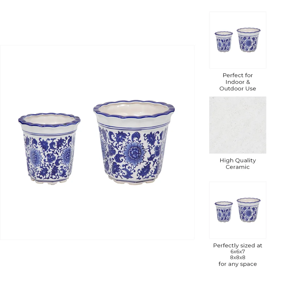 ENOCHFIELD SET OF 2 BLUE PLANTER 8 (IN)