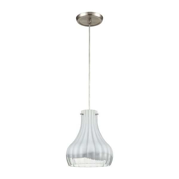 Coastal Scallop 8'' Wide 1-Light Mini Pendant - Satin Nickel