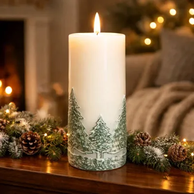 Holdiay Green Tree Moving Flame Candle 3x6in