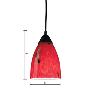 Classico 5'' Wide 1-Light Mini Pendant - Dark Rust with Fire Red Glass 2