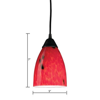 Classico 5″ Wide 1-Light Mini Pendant - Dark Rust with Fire Red Glass