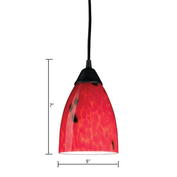 Classico 5'' Wide 1-Light Mini Pendant - Dark Rust with Fire Red Glass