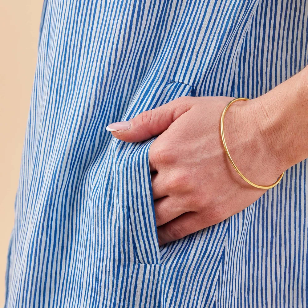 Suri Navy Cotton Long Shirt Dress
