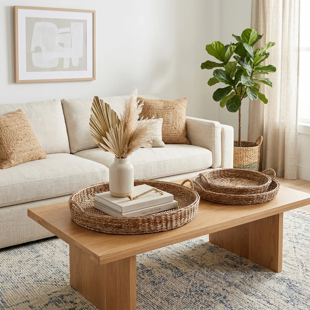 ASHCREST SET OF 3 TAN TRAY 7 (IN)