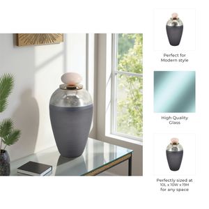GLASS, 19" VASE W/ RESIN TOPPER, GRAY 10