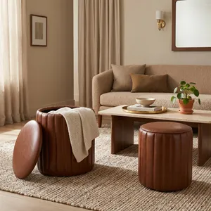 FIONACREST SET OF 2 BROWN OTTOMANS 18 (IN) 11