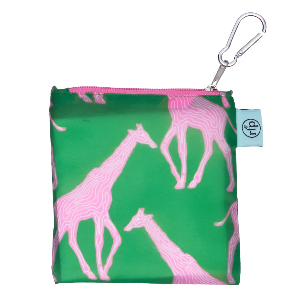 Giraffe Pink & Green blu Reusable Shopping Bag