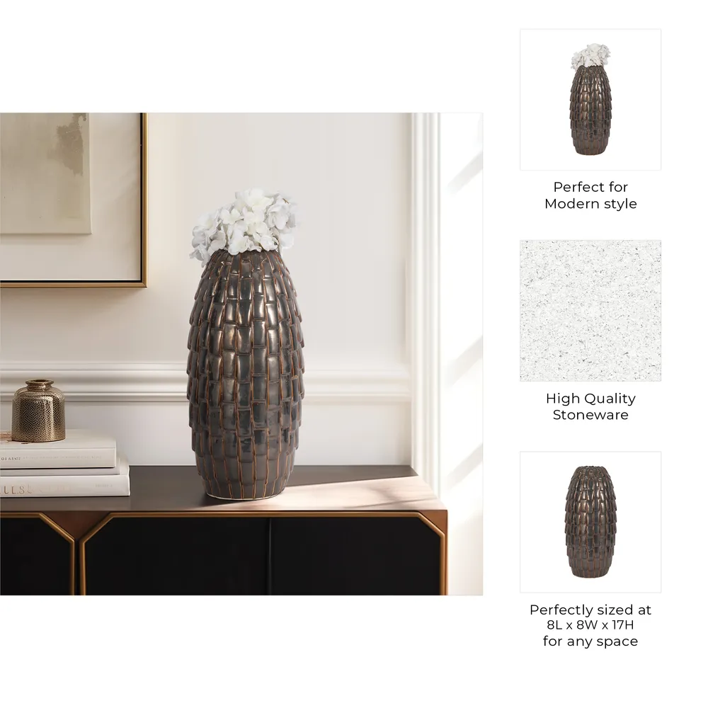HAMDENROSE BROWN VASE 17 (IN)