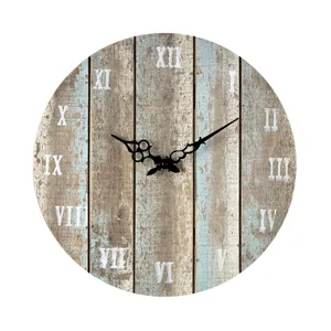 Wooden Roman Wall Clock - Weathered Blue 2
