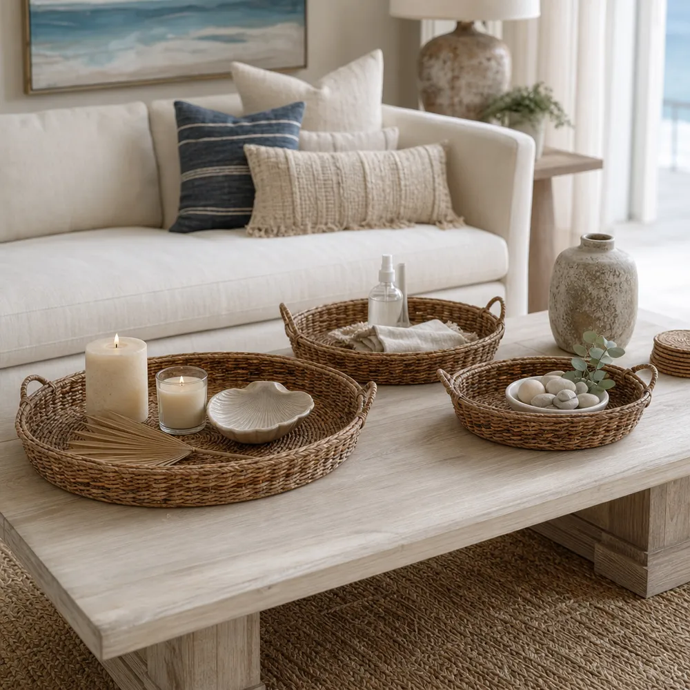 ASHCREST SET OF 3 TAN TRAY 7 (IN)