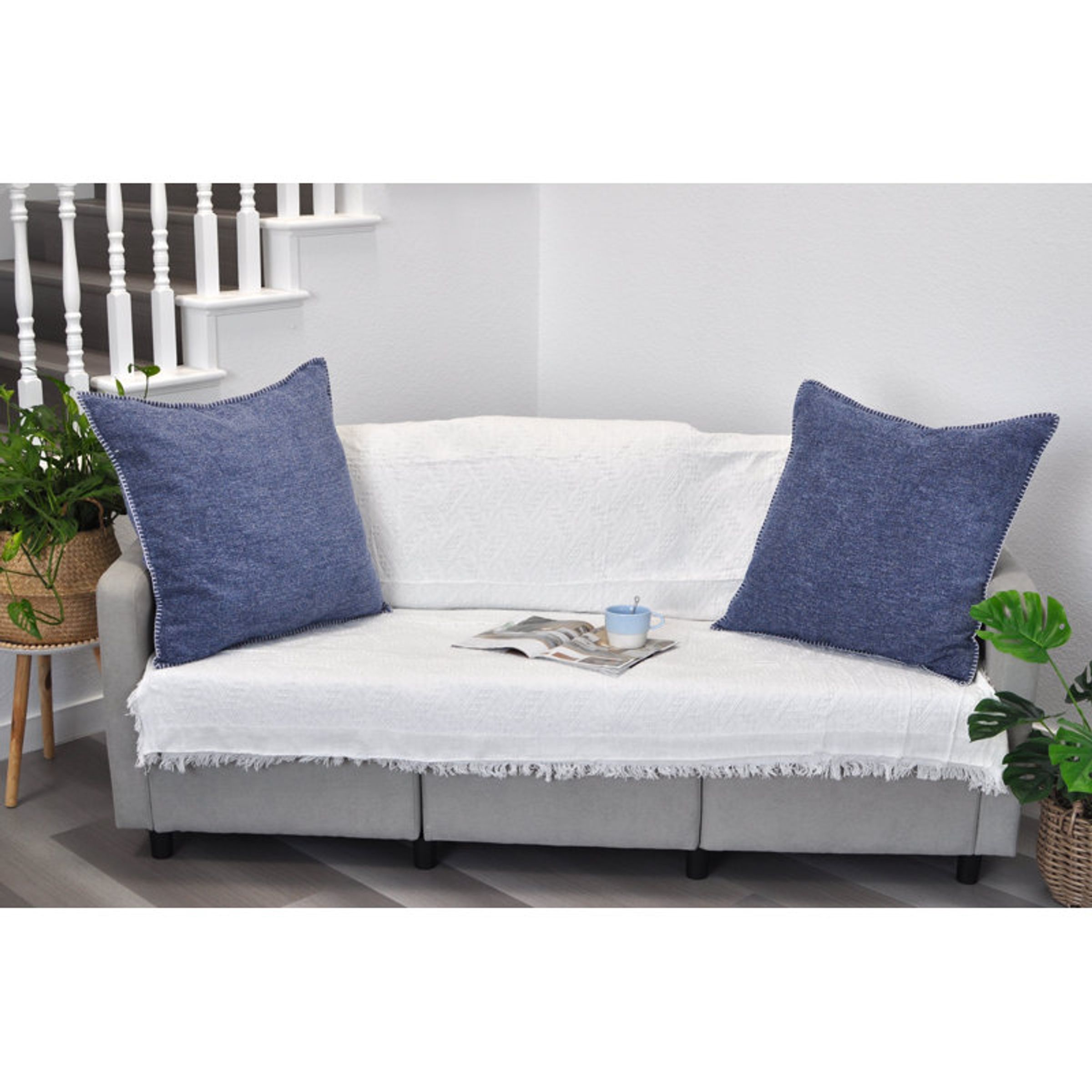 Soft Chenille Throw Pillow Covers With Stitched Edge