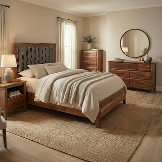Heartland Upholstered Panel Bed with Rail System - Cal King - Leather