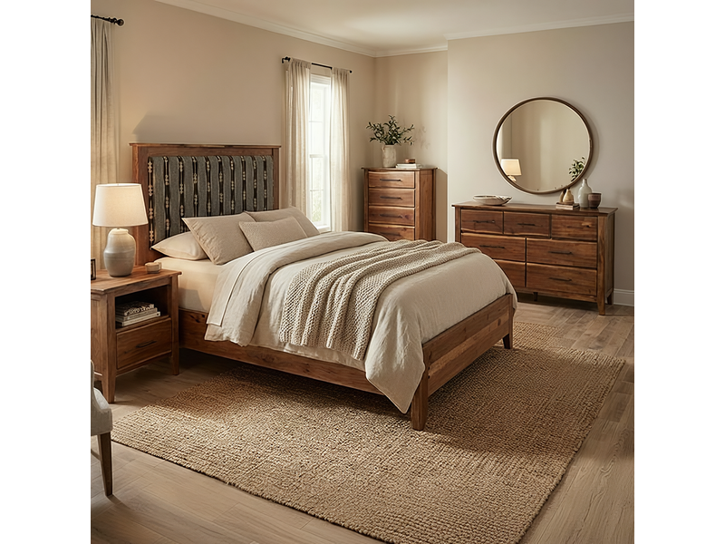 Heartland Upholstered Panel Bed with Rail System - Single - Leather 2