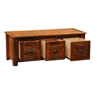 Barnwood Entry Bench with Three Drawers - Barnwood Legs