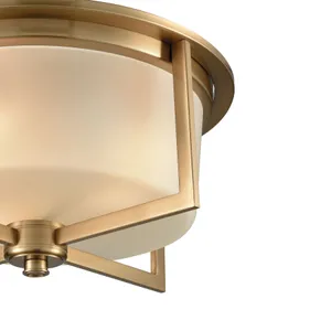 Vancourt 15'' Wide 3-Light Flush Mount - Satin Brass 4