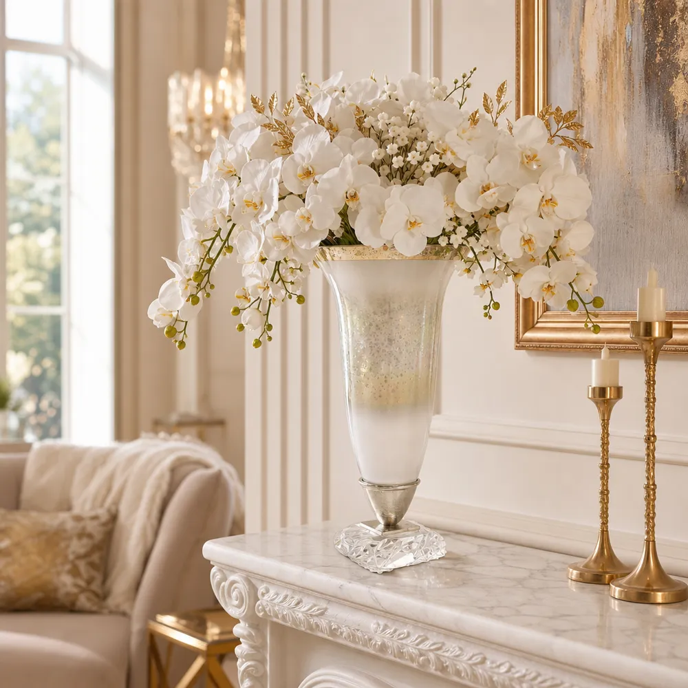 DAMIENVIEW SILVER GLASS VASE 15 (IN)
