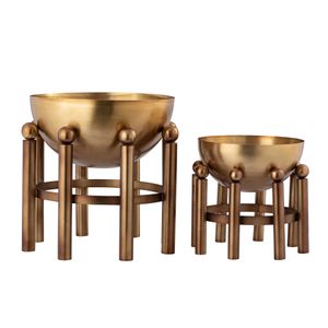 Piston Footed Planter - Large Aged Brass 2