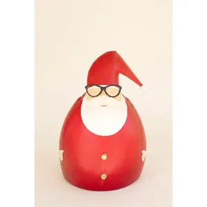 Large Painted Metal Santa with Glasses 3