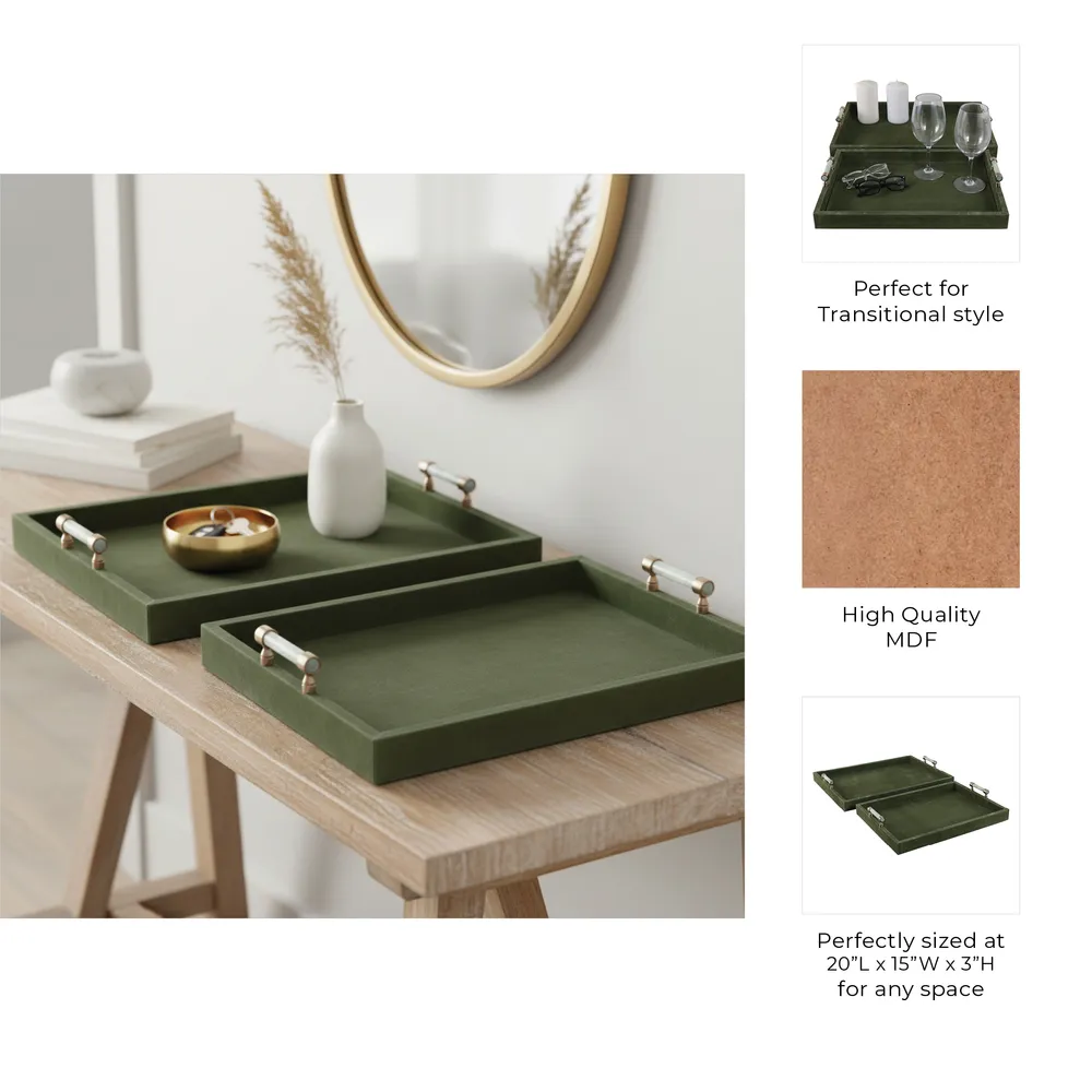 GLASTONGROVE SET OF 2 GREEN TRAY 3 (IN)