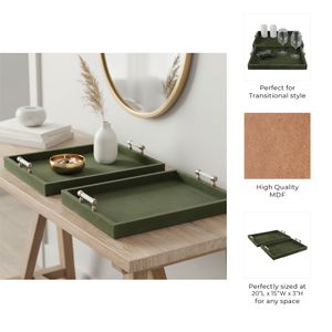 GLASTONGROVE SET OF 2 GREEN TRAY 3 (IN) 9
