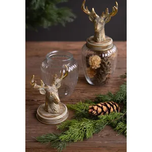 Set of 2 Glass Canisters with Reindeer Tops 2