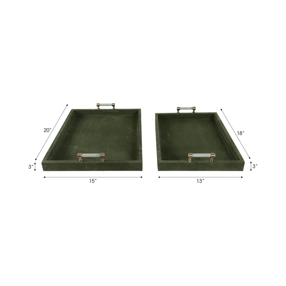 GLASTONGROVE SET OF 2 GREEN TRAY 3 (IN)