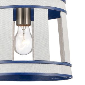 White Burlap 10'' Wide 1-Light Mini Pendant - Ocean Blue 3