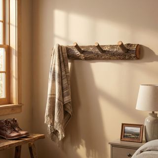 Hickory Log Wall Coat Rack - 24-inch with 4 Pegs