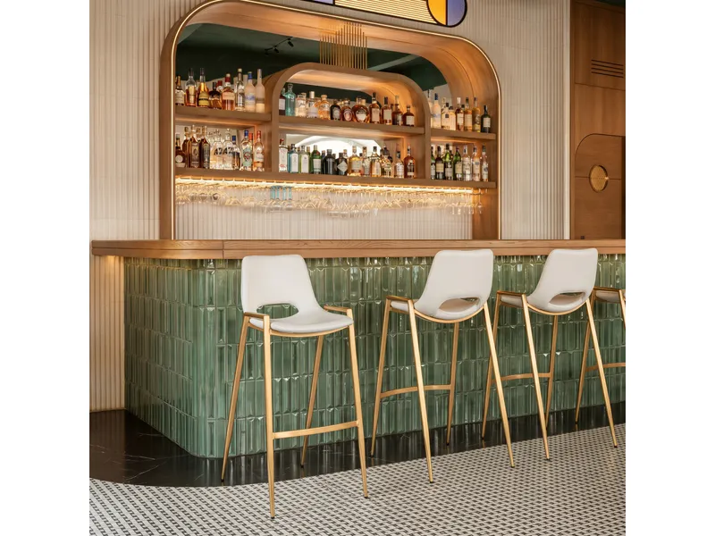 Desi Barstool White & Gold 8