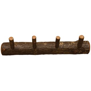 Hickory Log Wall Coat Rack - 24-inch with 4 Pegs