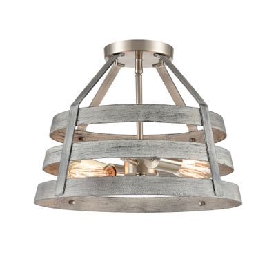 Brigantine 15″ Wide 2-Light Semi Flush Mount - Weathered Driftwood