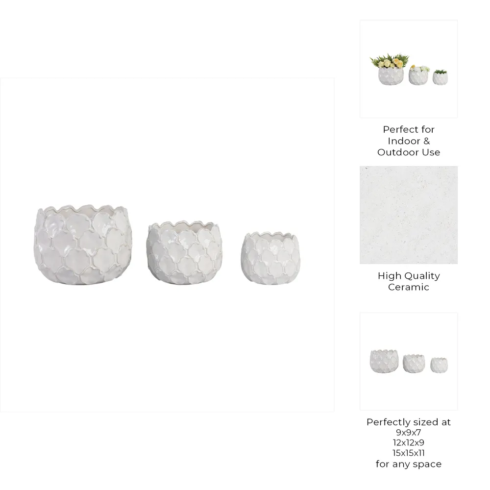 HAZENSHAW SET OF 3 WHITE PLANTER 11 (IN)