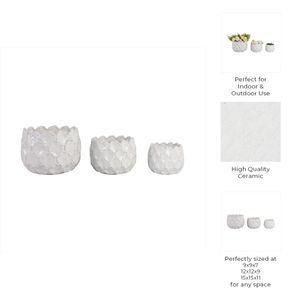 HAZENSHAW SET OF 3 WHITE PLANTER 11 (IN) 9