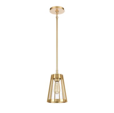 Open Louvers 6.75″ Wide 1-Light Mini Pendant - Champagne Gold