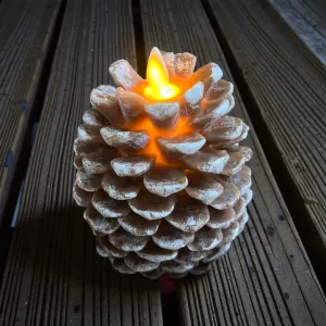 Pine Cone Moving Flame LED Candle 4x4.5in 2