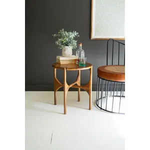 Round Mango Wood Accent Table 1
