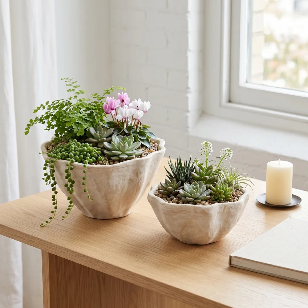 TANNERVALE SET OF 2 WHITE PLANTER 10 (IN)