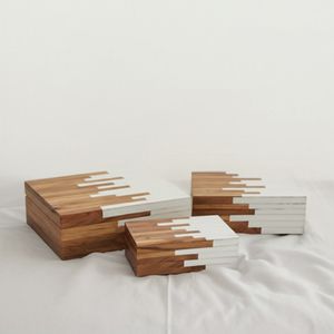 ZOEMOOR SET OF 3 IVORY BOXES 4 (IN) 11